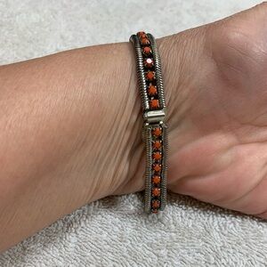 Loren Hope Orange Stone Double-Row Antique Silver Bracelet